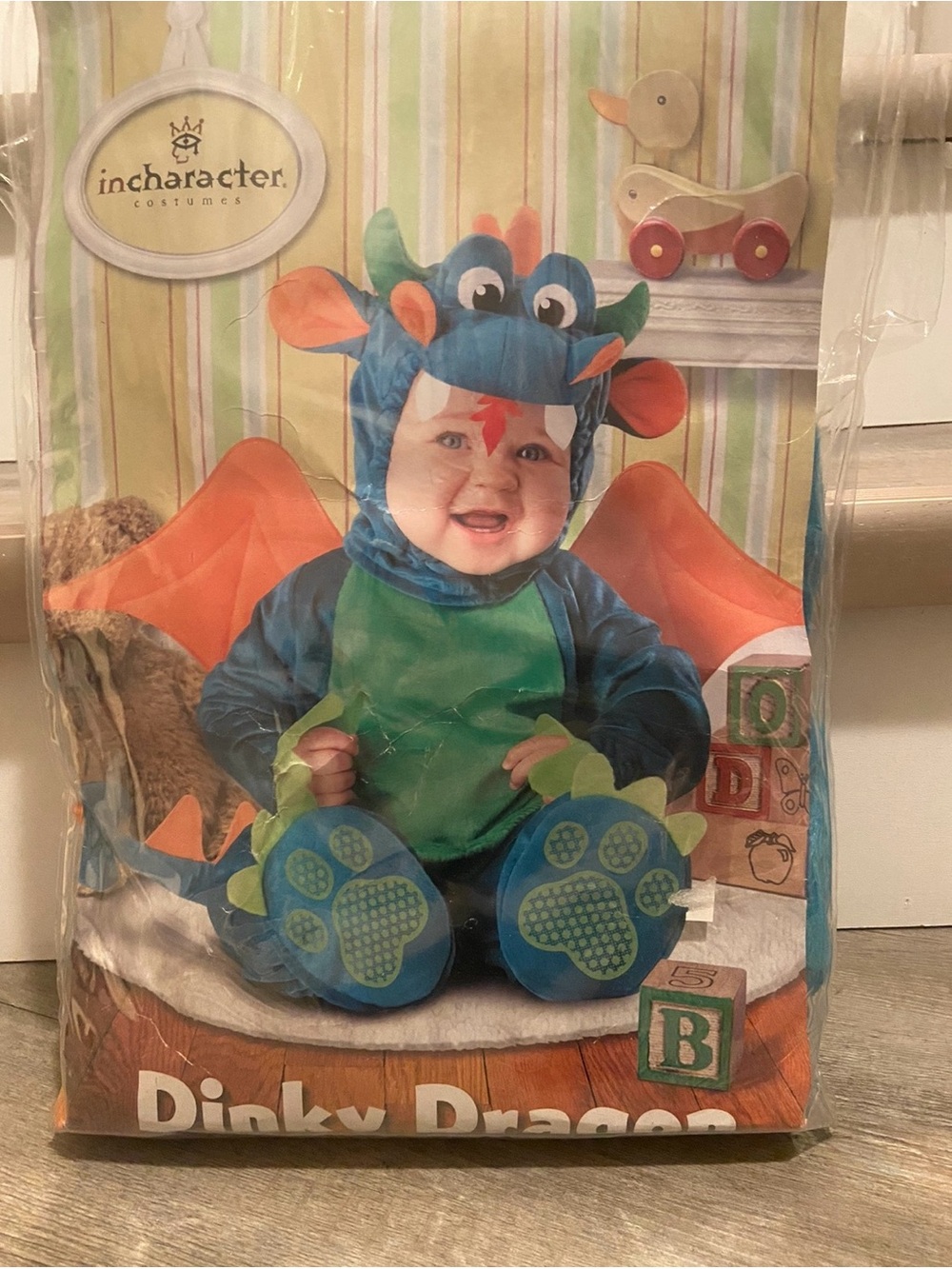 Incharacter Kids Dinky Dragon Costume - Blue & Green